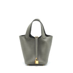 Hermes Picotin 18 Lock Bag Gris Meyer GHW