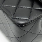 CHANEL TOP HANDLE MINI RECTANGULAR FLAP BAG LAMBSKIN BLACK LGHW (MICROCHIP)