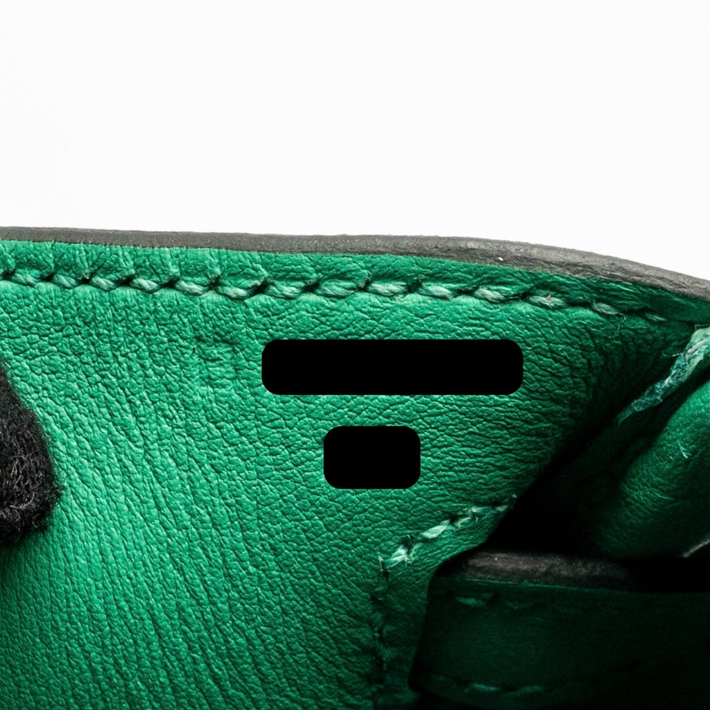 Hermes Birkin 25 Toile Quadrille/Swift Noir-Blanc-Menthe/Menthe SHW