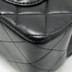 CHANEL TOP HANDLE MINI RECTANGULAR FLAP BAG LAMBSKIN BLACK LGHW (MICROCHIP)