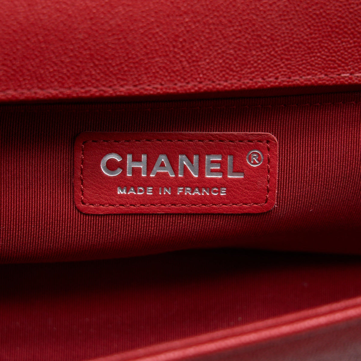 CHANEL MEDIUM BOY BAG GRAINED CALFSKIN RED SHW