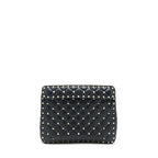 VALENTINO GARAVANI MEDIUM ROCKSTUD SPIKE SHOULDER BLACK LETTER PRINT LGHW