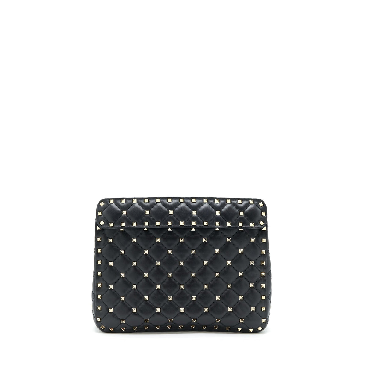 VALENTINO GARAVANI MEDIUM ROCKSTUD SPIKE SHOULDER BLACK LETTER PRINT LGHW