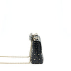 VALENTINO GARAVANI MEDIUM ROCKSTUD SPIKE SHOULDER BLACK LETTER PRINT LGHW