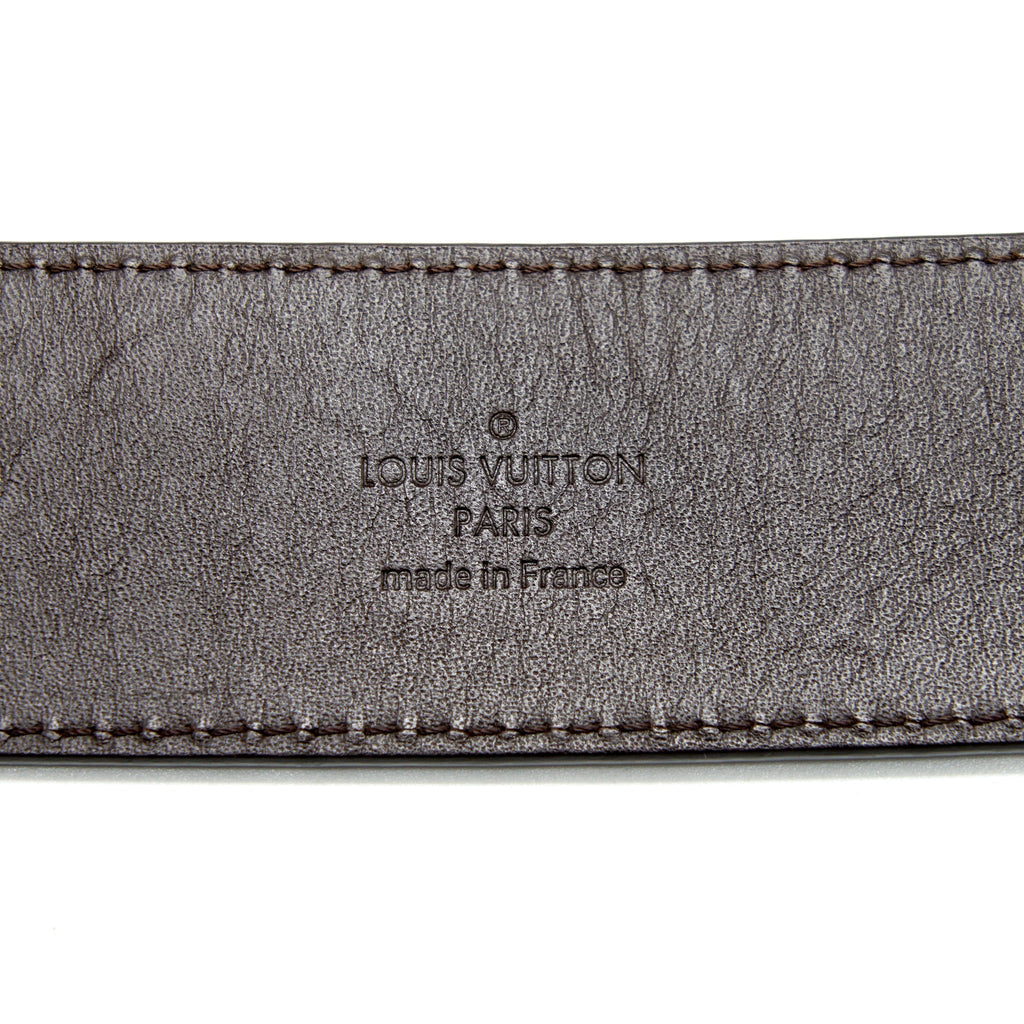 LOUIS VUITTON INITIALES BELT DAMIER EBENE CANVAS BROWN 95CM