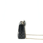 VALENTINO GARAVANI MEDIUM ROCKSTUD SPIKE SHOULDER BLACK LETTER PRINT LGHW