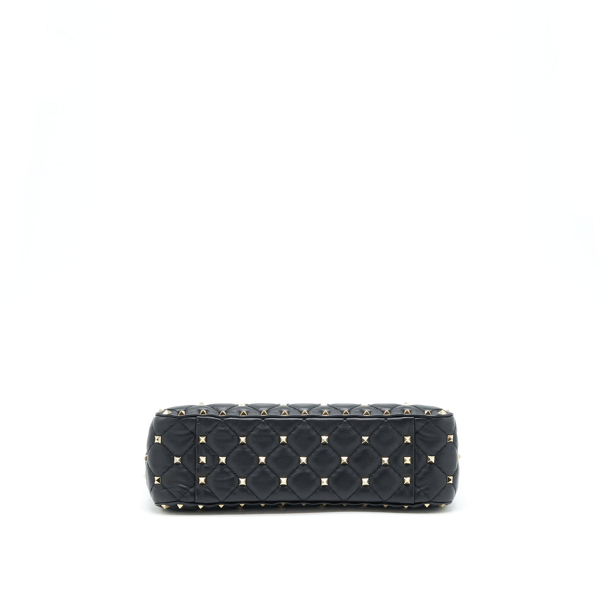 VALENTINO GARAVANI MEDIUM ROCKSTUD SPIKE SHOULDER BLACK LETTER PRINT LGHW