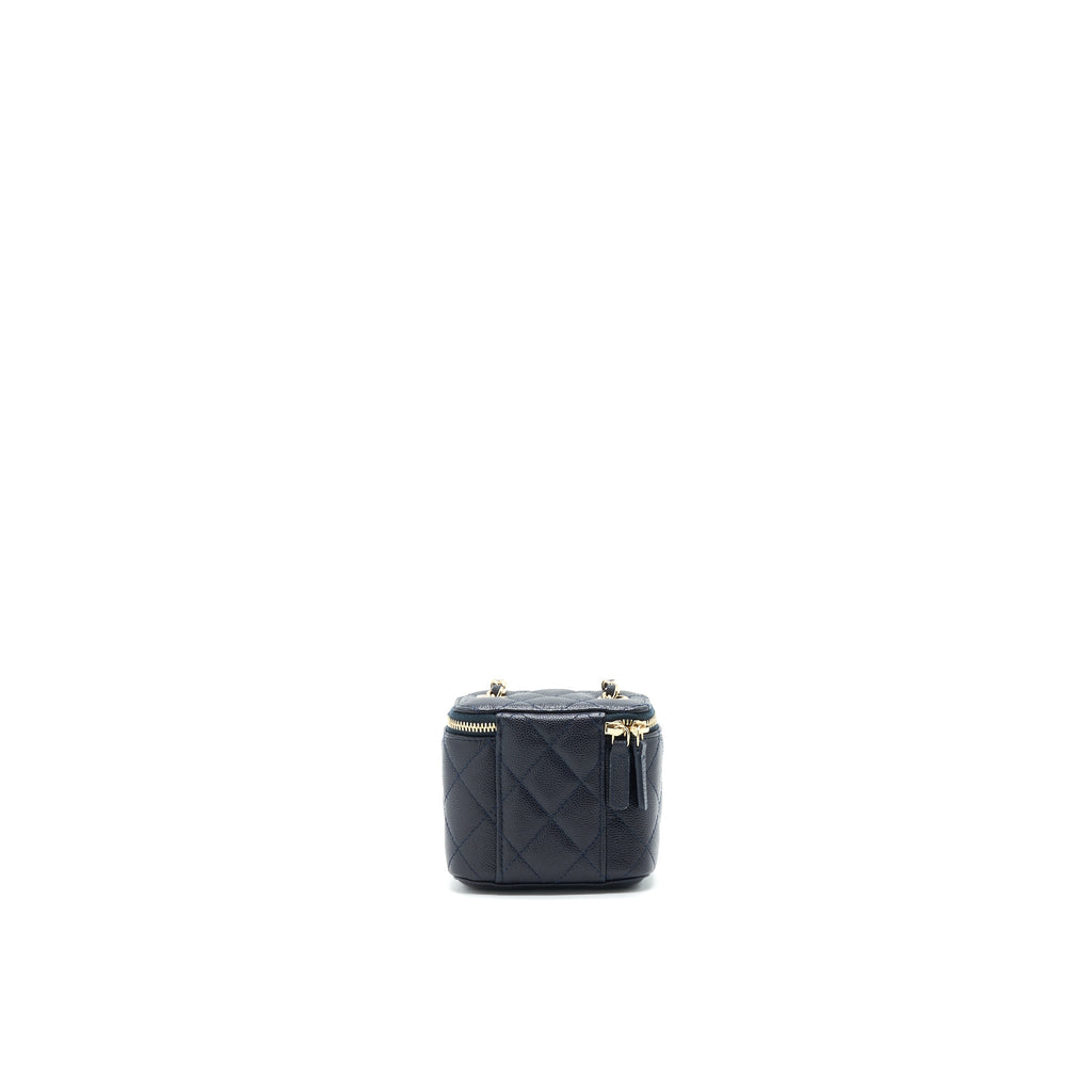 CHANEL SMALL VANITY WITH CHAIN NAVY BLUE WITH LGHW