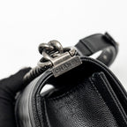 CHANEL SMALL BOY BAG CAVIAR BLACK SHW (MICROCHIP)