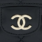 CHANEL TOP HANDLE MINI FLAP BAG LAMBSKIN BLACK LGHW