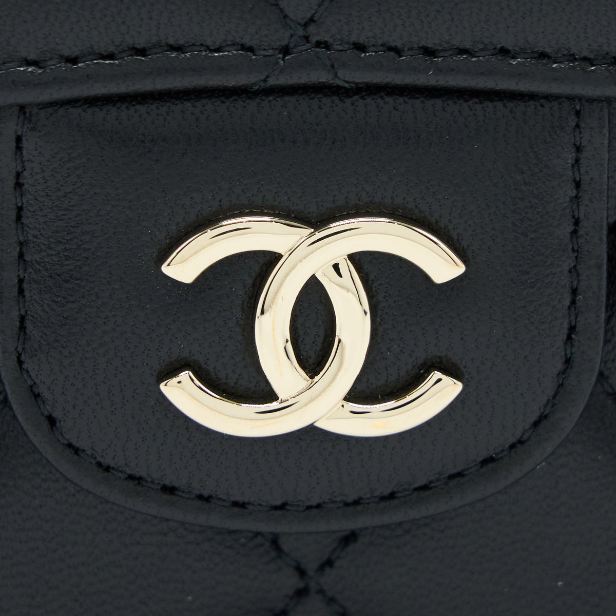 CHANEL TOP HANDLE MINI FLAP BAG LAMBSKIN BLACK LGHW