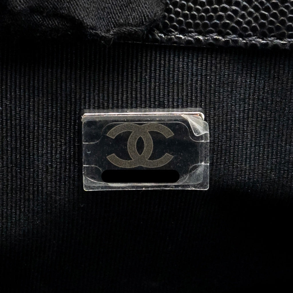 CHANEL SMALL BOY BAG CAVIAR BLACK SHW (MICROCHIP)