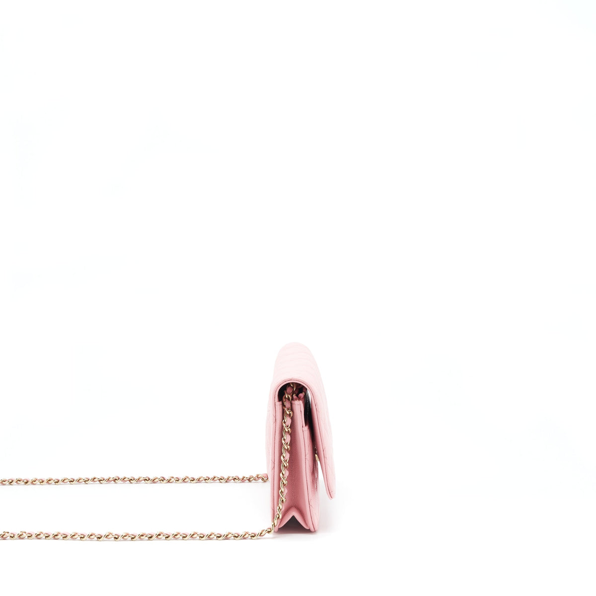 CHANEL 22C CLASSIC WALLET ON CHAIN CAVIAR PINK LGHW (MICROCHIP)