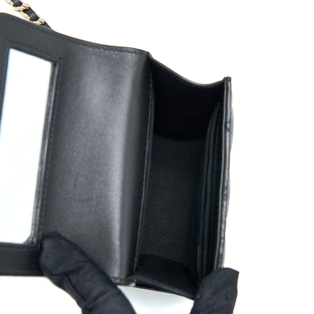 CHANEL TOP HANDLE MINI FLAP BAG LAMBSKIN BLACK LGHW
