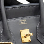 Hermes Birkin 25 Toile Swift/Canvas Ecru-Ardoise/Ardoise GHW