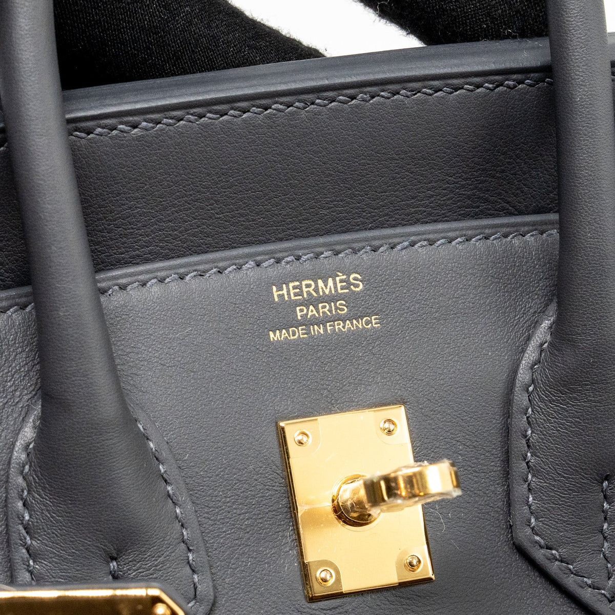 Hermes Birkin 25 Toile Swift/Canvas Ecru-Ardoise/Ardoise GHW