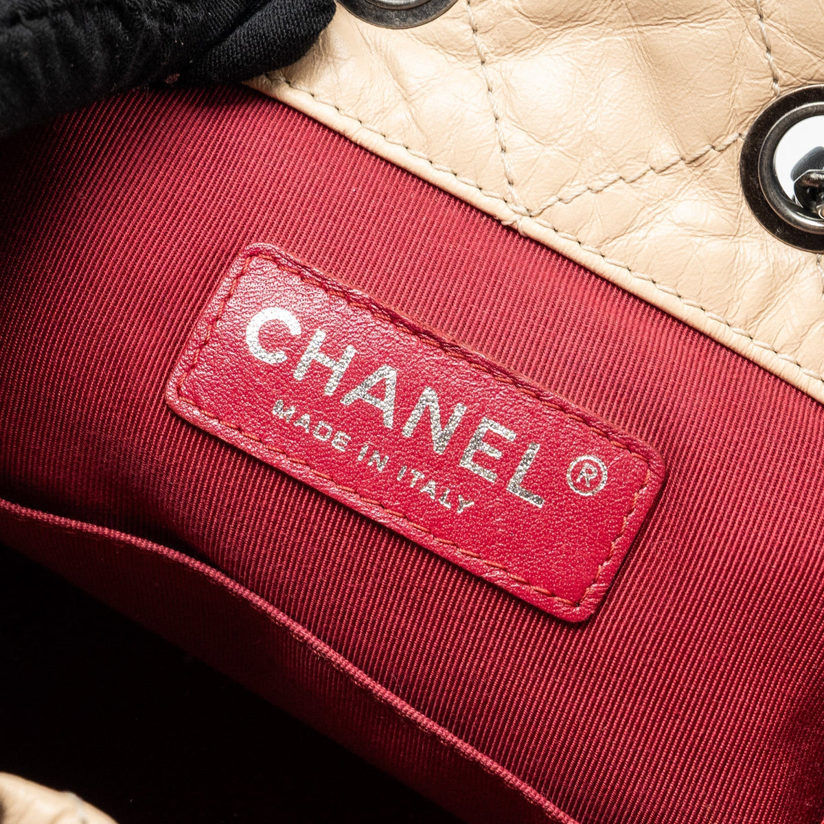 CHANEL SMALL GABRIELLE BACKPACK AGED CALFSKIN BEIGE/BLACK MULTICOLOUR HARDWARE
