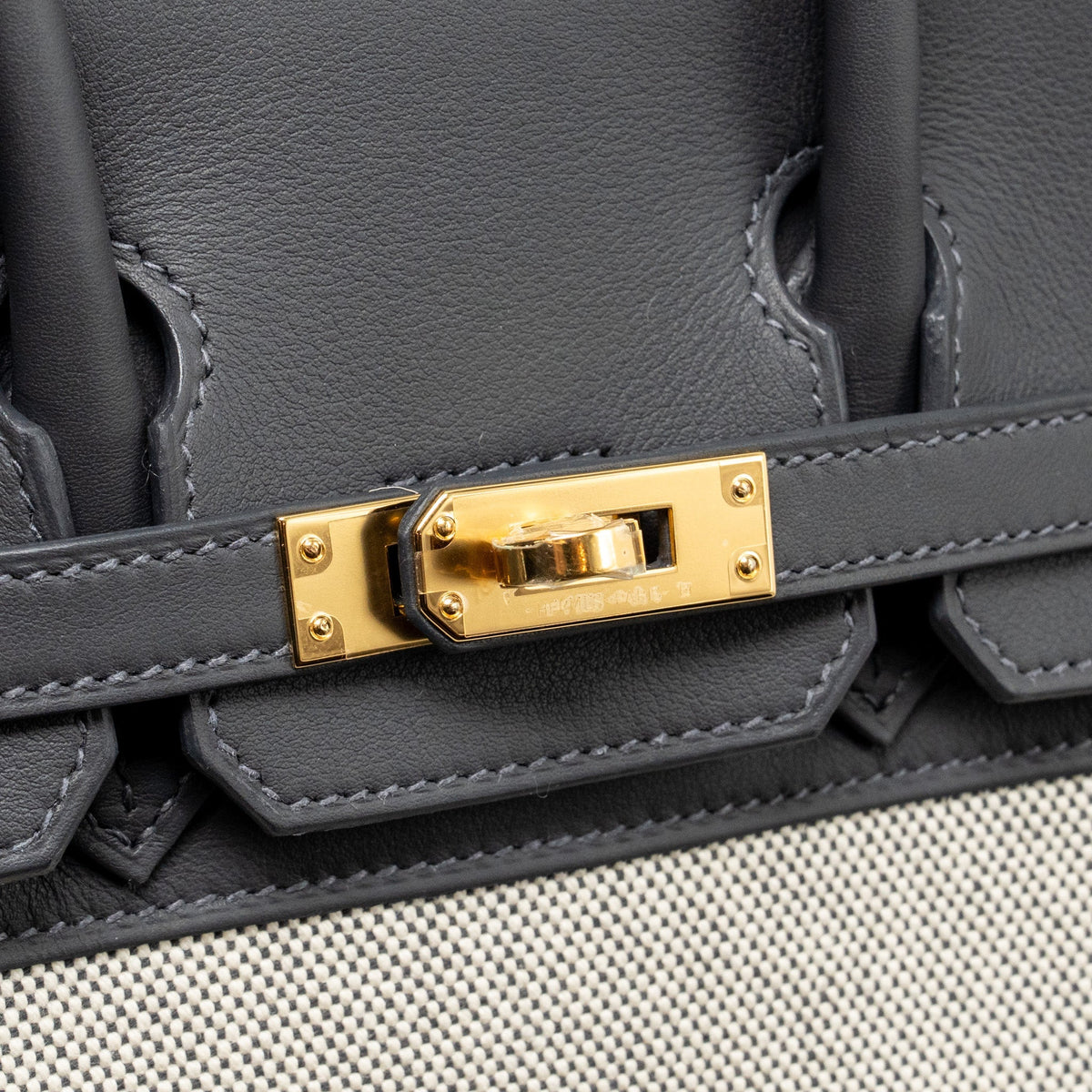Hermes Birkin 25 Toile Swift/Canvas Ecru-Ardoise/Ardoise GHW
