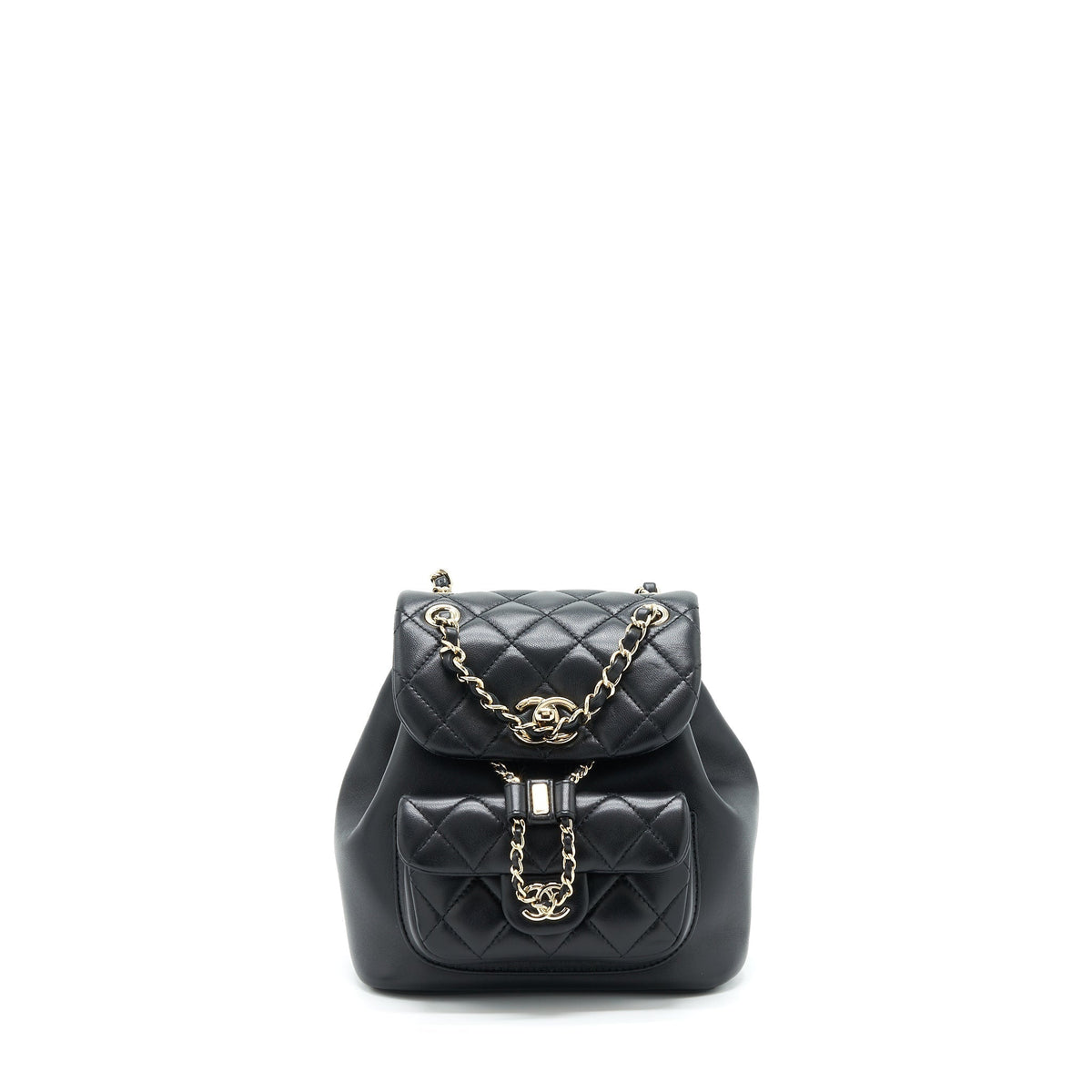 CHANEL DUMA MINI BACKPACK LAMBSKIN BLACK LGHW(MICROCHIP)
