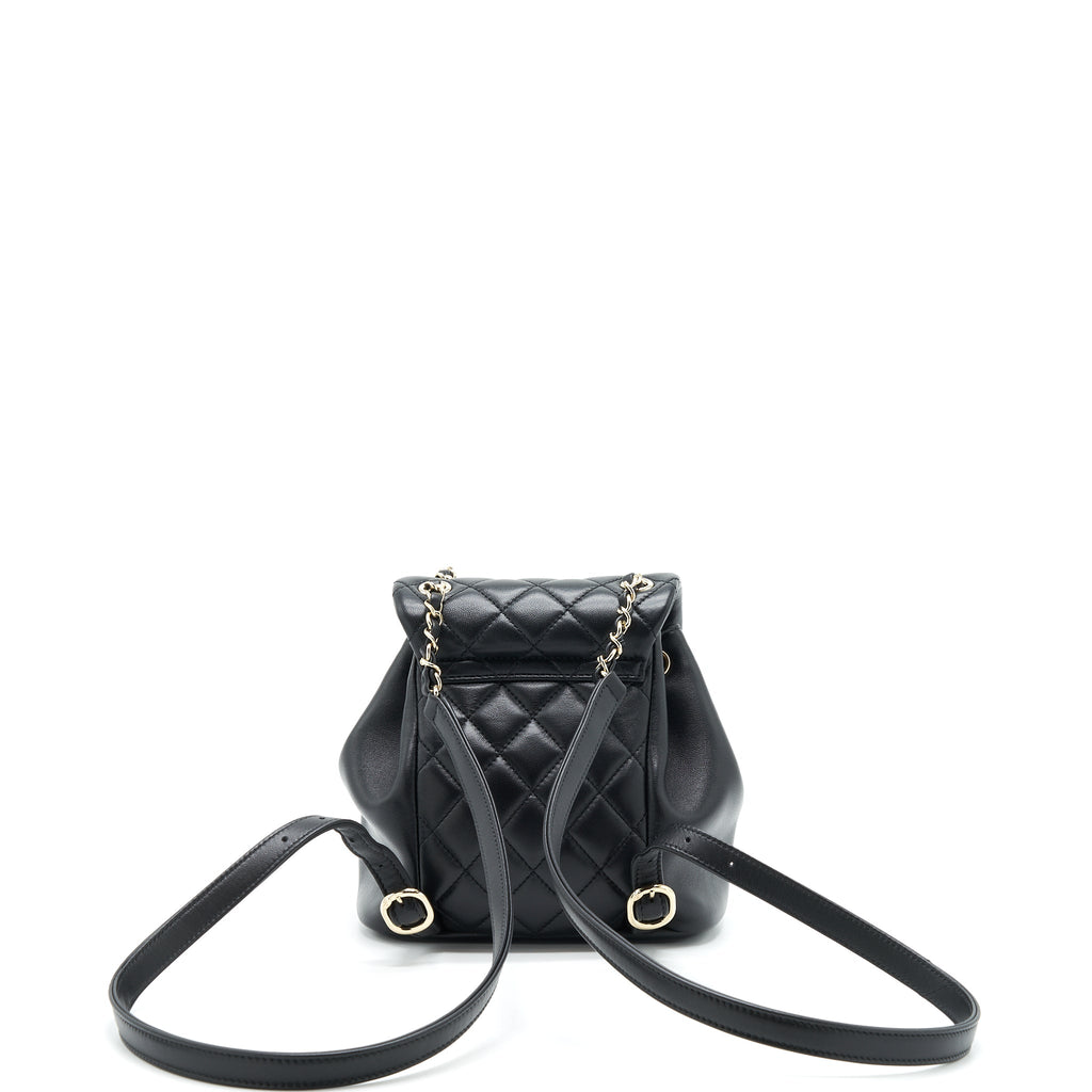 CHANEL DUMA MINI BACKPACK LAMBSKIN BLACK LGHW(MICROCHIP)