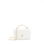 CHANEL 22S LOGO TOP HANDLE WALLET ON CHAIN CAVIAR WHITE GHW