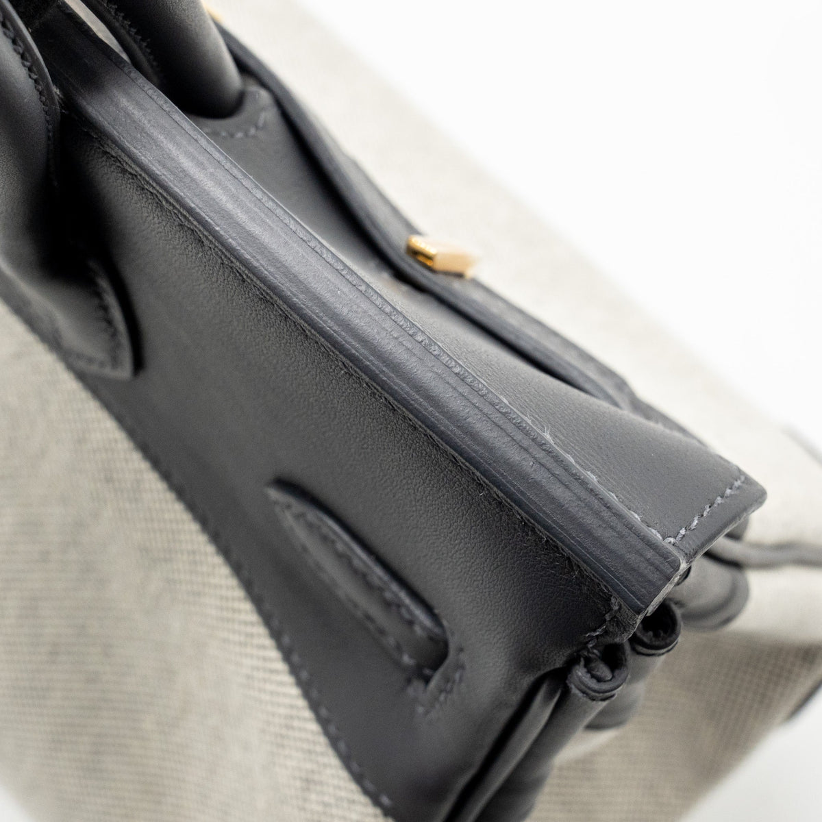 Hermes Birkin 25 Toile Swift/Canvas Ecru-Ardoise/Ardoise GHW