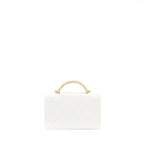 CHANEL 22S LOGO TOP HANDLE WALLET ON CHAIN CAVIAR WHITE GHW