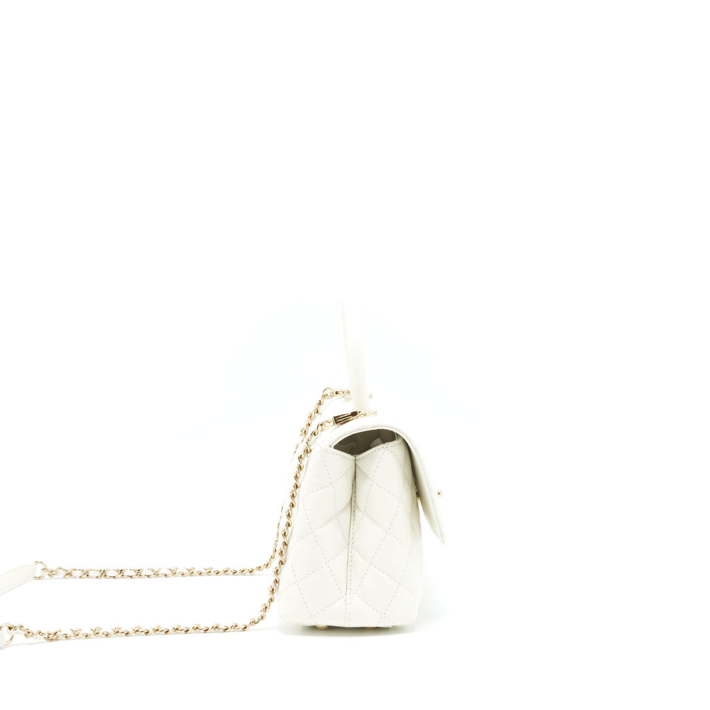 CHANEL SMALL COCO HANDLE CAVIAR WHITE LGHW (MICROCHIP)