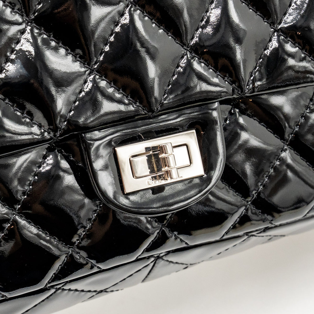 Chanel Large 2.55 Reissue Flap Bag Patent Leather Black SHW