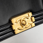 CHANEL MINI SQUARE BOY BAG LIMITED EDITION CALFSKIN BLACK GHW (MICROCHIP)