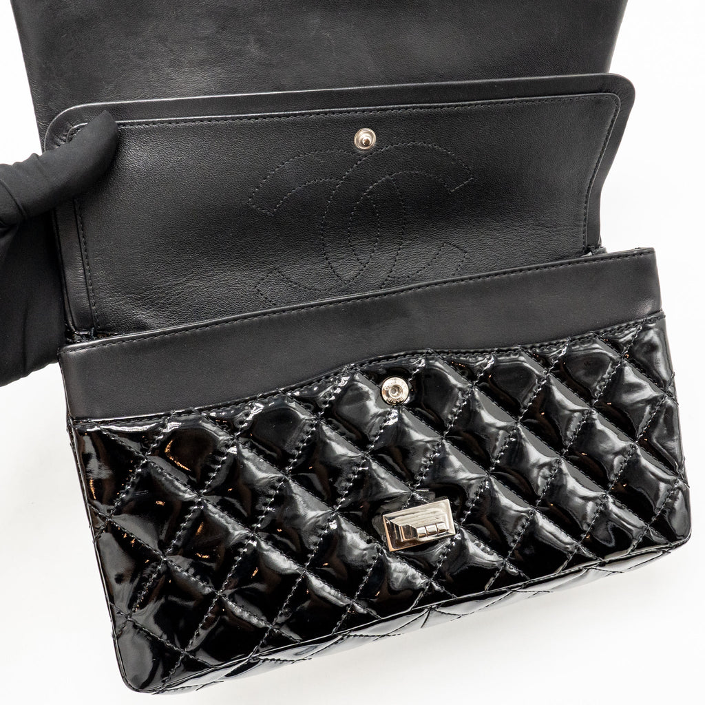 Chanel Large 2.55 Reissue Flap Bag Patent Leather Black SHW