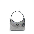 PRADA RE-EDITION 2000 CRYSTAL HOBO BAG NYLON/LEATHER BLACK SHW