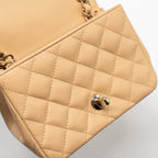 CHANEL 22C MINI SQUARE FLAP BAG LAMBSKIN BEIGE LGHW (MICROCHIP)