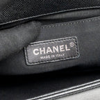 CHANEL MEDIUM BOY BAG CHEVRON CAVIAR BLACK RUTHENIUM SILVER HARDWARE