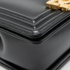 Chanel square boy bag calfskin black GHW (microchip)