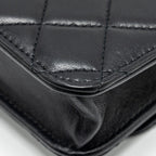 CHANEL PEARL CRUSH MINI FLAP WALLET WITH CHAIN LAMBSKIN BLACK GHW (MICROCHIP)