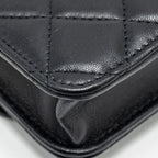 CHANEL PEARL CRUSH MINI FLAP WALLET WITH CHAIN LAMBSKIN BLACK GHW (MICROCHIP)
