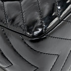 CHANEL CHEVRON JUMBO SINGLE FLAP BAG PATENT BLACK SHW