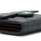 CHANEL SMALL CLASSIC COMPACT WALLET LAMBSKIN BLACK SHW