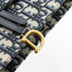 DIOR SADDLE POUCH BLUE DIOR OBLIQUE JACQUARD CANVAS GHW