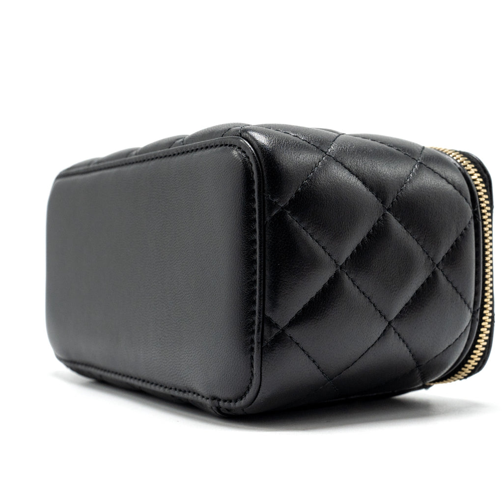 CHANEL LONG VANITY CASE LAMBSKIN BLACK LGHW