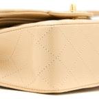 CHANEL SMALL CLASSIC DOUBLE FLAP BAG CAVIAR BEIGE GHW(MICROCHIP)