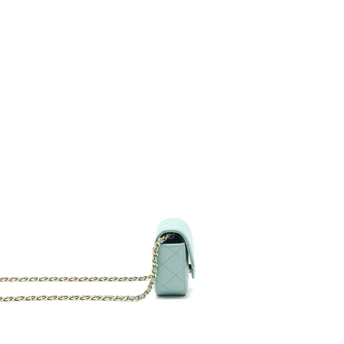 CHANEL MINI FLAP VANITY WITH CHAIN CAVIAR GREYISH GREEN LGHW
