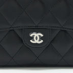 CHANEL SMALL CLASSIC COMPACT WALLET LAMBSKIN BLACK SHW