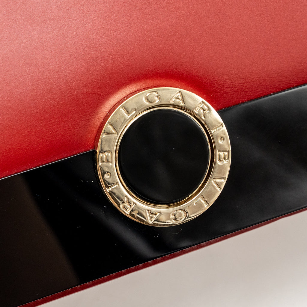 Bvlgari chain flap shoulder bag calfskin Red/Black LGHW