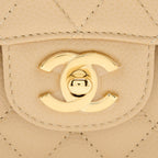 CHANEL SMALL CLASSIC DOUBLE FLAP BAG CAVIAR BEIGE GHW(MICROCHIP)