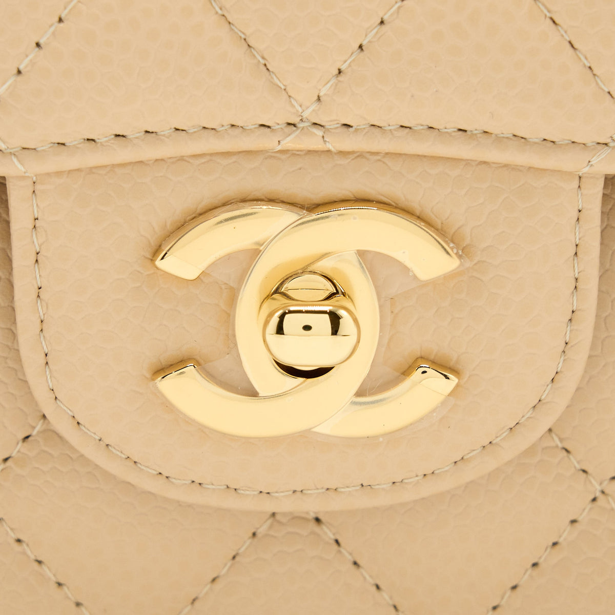 CHANEL SMALL CLASSIC DOUBLE FLAP BAG CAVIAR BEIGE GHW(MICROCHIP)