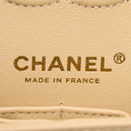 CHANEL SMALL CLASSIC DOUBLE FLAP BAG CAVIAR BEIGE GHW(MICROCHIP)