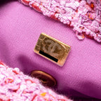CHANEL 22P MINI SQUARE FLAP BAG TWEED PINK GHW (MICROCHIP)