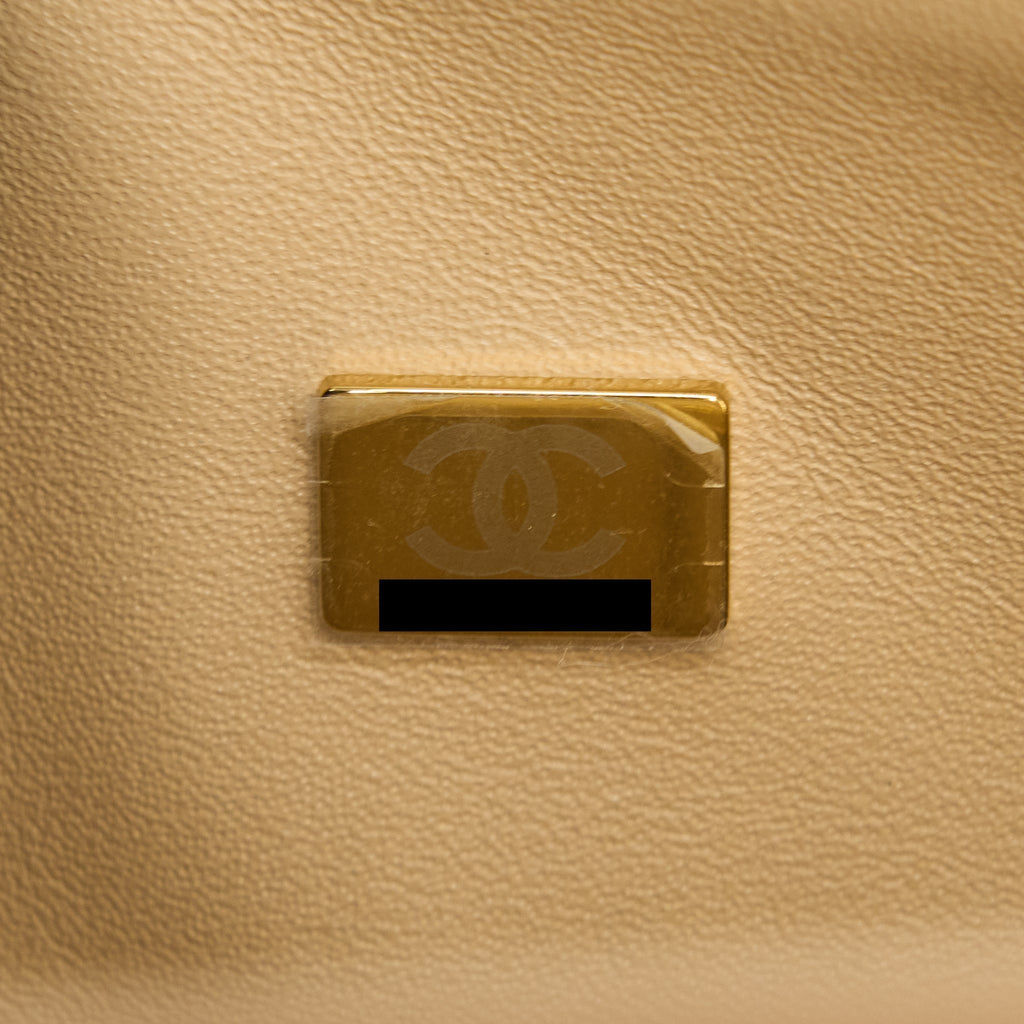 CHANEL SMALL CLASSIC DOUBLE FLAP BAG CAVIAR BEIGE GHW(MICROCHIP)